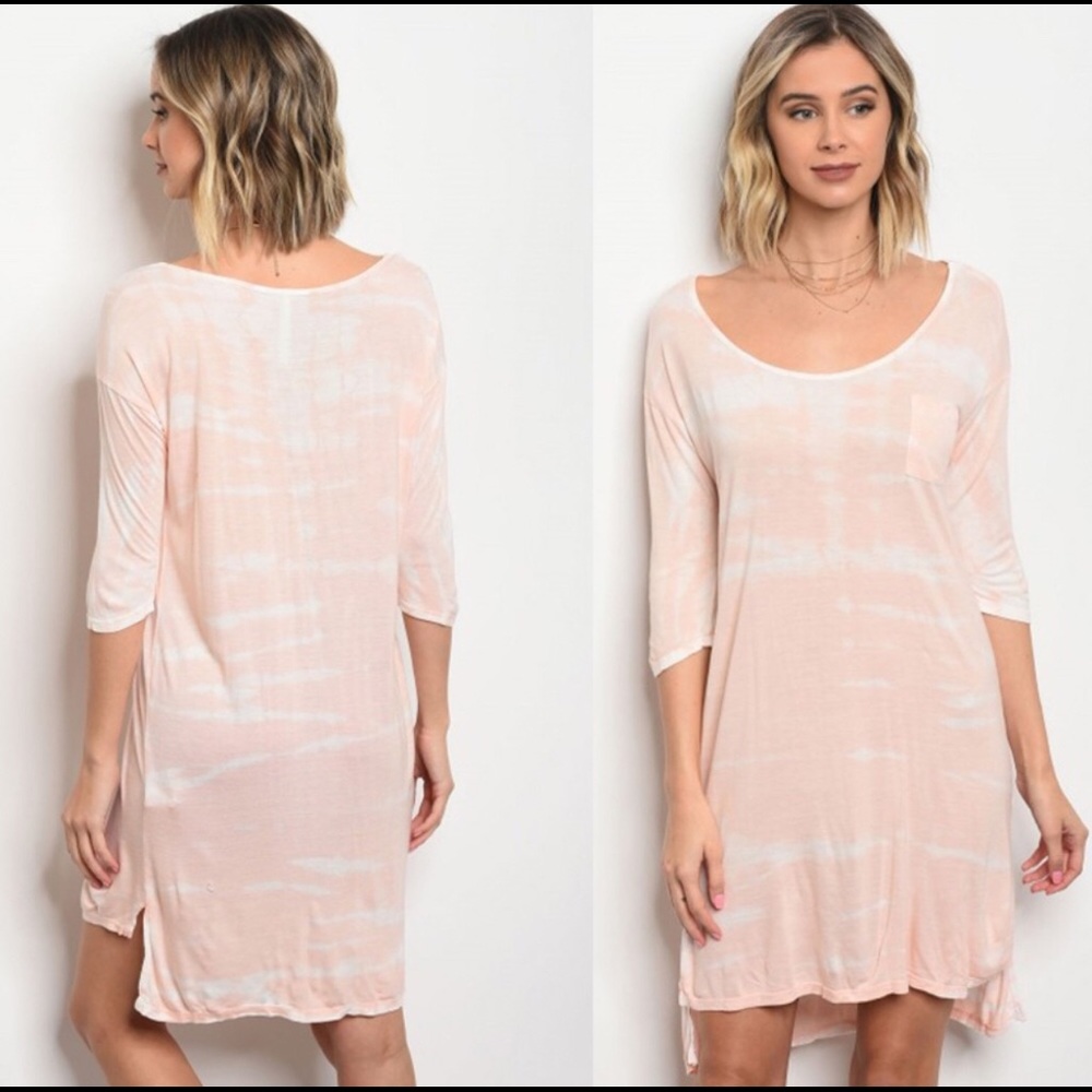 Blush Pink Tie Dye Mini Dress